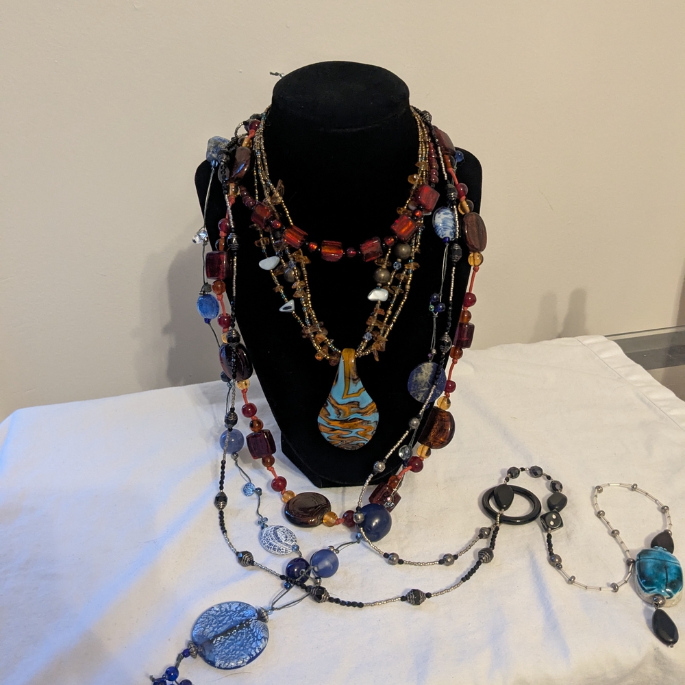 Vintage Multicolor Glass Beaded Necklace Lot